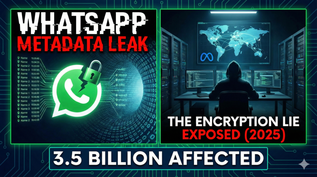Illustration of the 2025 WhatsApp Metadata Leak revealing user location and profile data