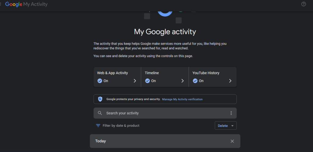 Screenshot of Web and App Activity settings that allow Google Maps location tracking even when Timeline is off