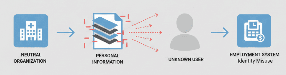 how employment identity theft occurs through leaked personal information