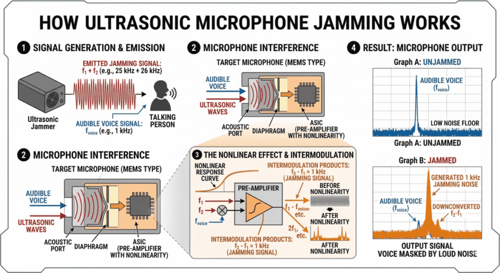 how ultrasonic microphone jamming works