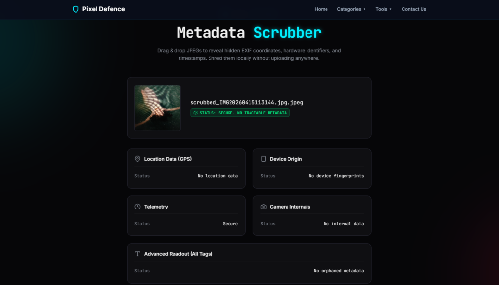photo metadata hidden data screenshot