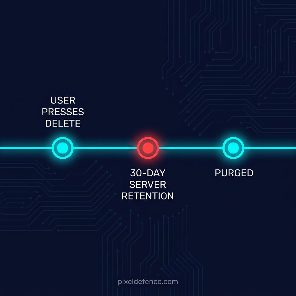 does chatgpt save conversations timeline showing 30 day server retention after pressing delete