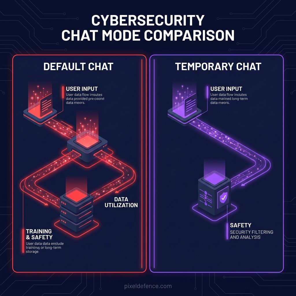 does chatgpt save conversations comparison chart between default chat and temporary chat